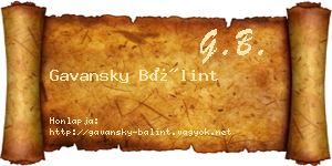 Gavansky Bálint névjegykártya